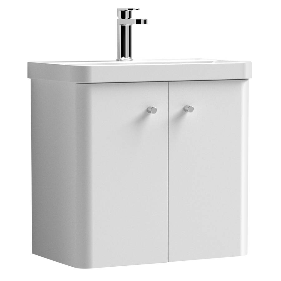 Nuie Core White 600mm Wall Hung 2 Door Vanity Unit