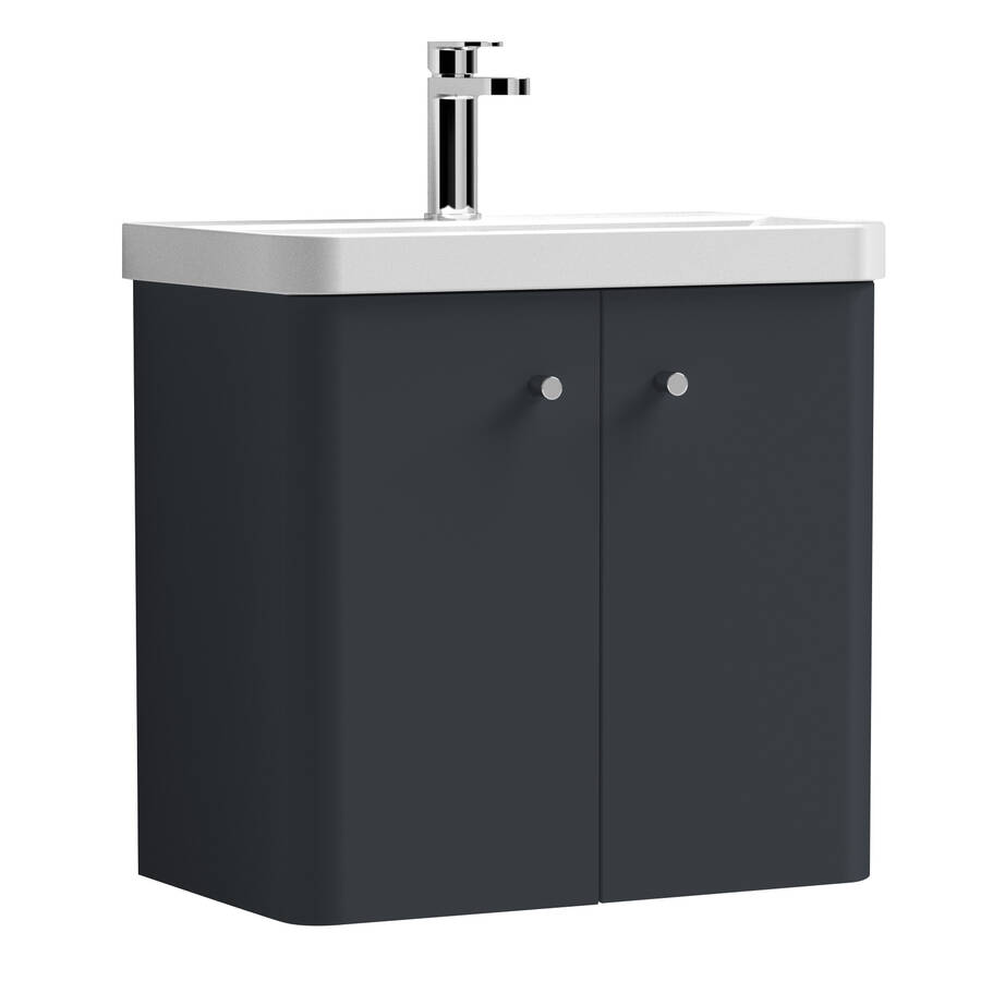 Nuie Core Soft Black 600mm Wall Hung 2 Door Vanity Unit