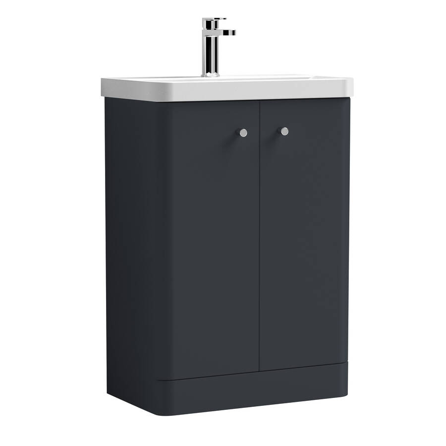 Nuie Core Soft Black 600mm Floor Standing 2 Door Vanity Unit