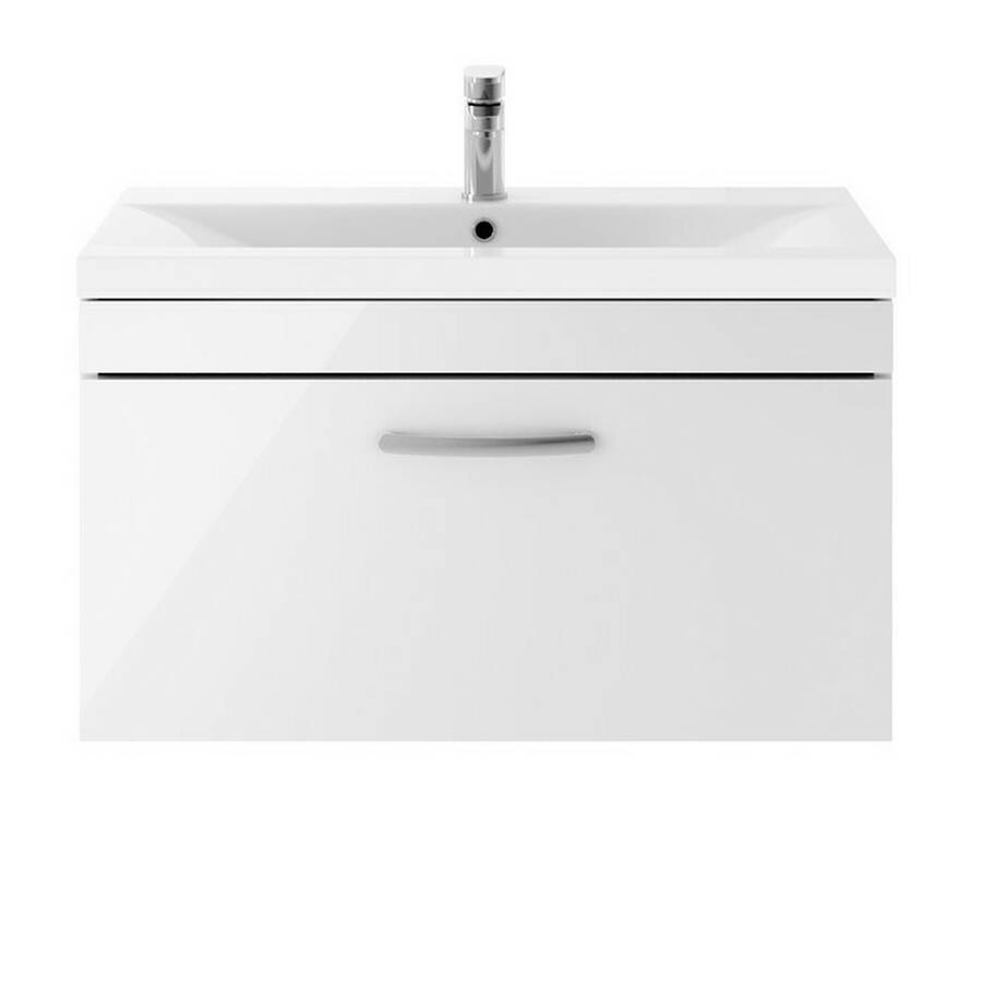 Nuie Athena White 800mm Wall Hung 1 Drawer Vanity Unit
