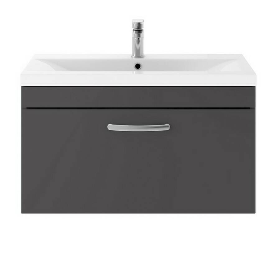 Nuie Athena Grey 800mm Wall Hung 1 Drawer Vanity Unit