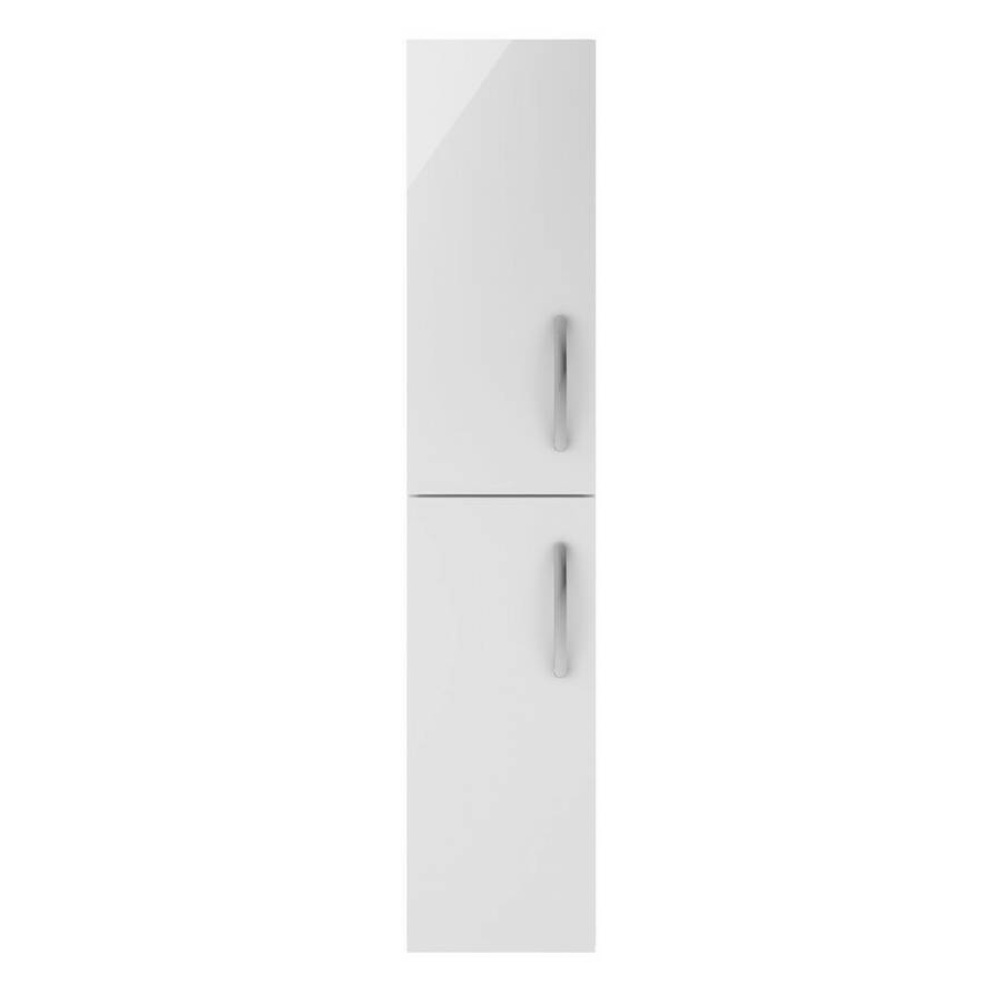 Nuie Athena 300mm White Wall Hung Tall Unit Double Door