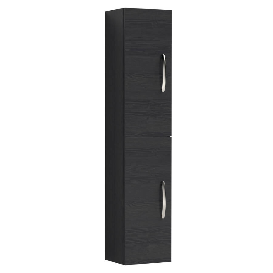 Nuie Athena 300mm Black Wall Hung Tall Unit Double Door