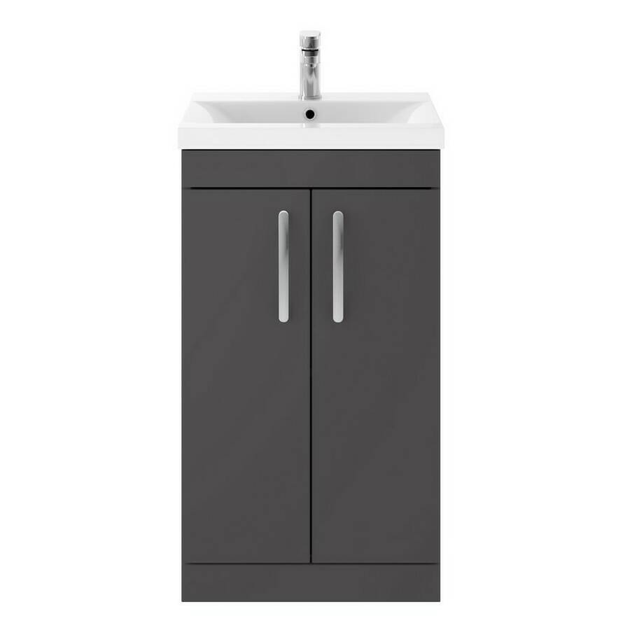 Nuie Athena Grey 500mm Floor Standing 2 Door Vanity Unit