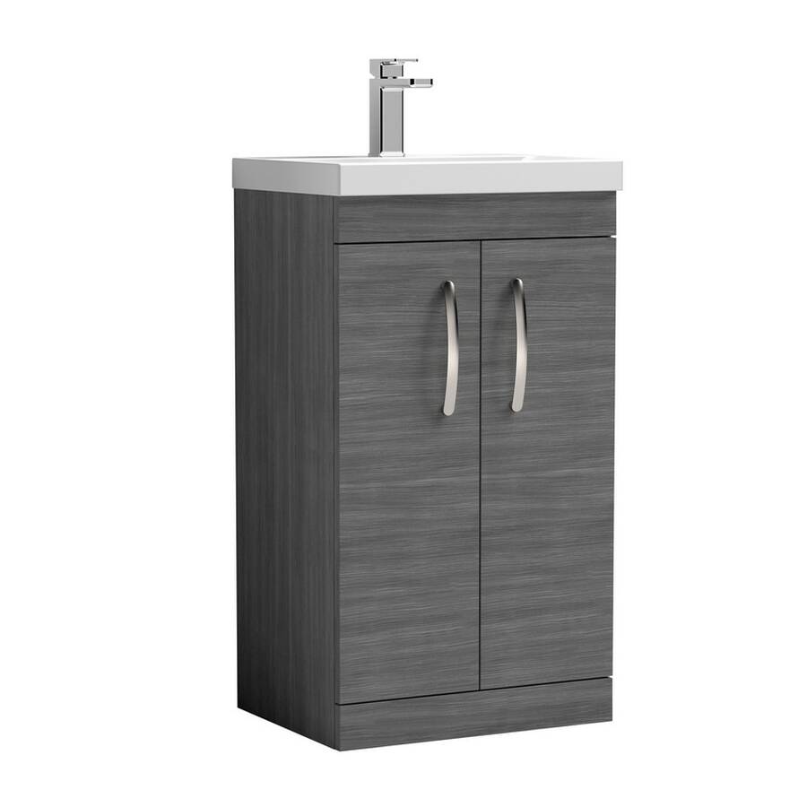 Nuie Athena Anthracite 500mm Floor Standing 2 Door Vanity Unit