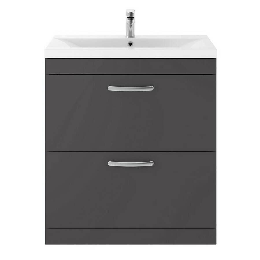 Nuie Athena Grey 800mm Floor Standing 2 Drawer Vanity Unit