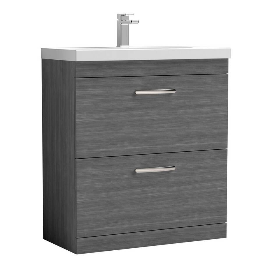 Nuie Athena Anthracite 800mm Floor Standing 2 Drawer Vanity Unit