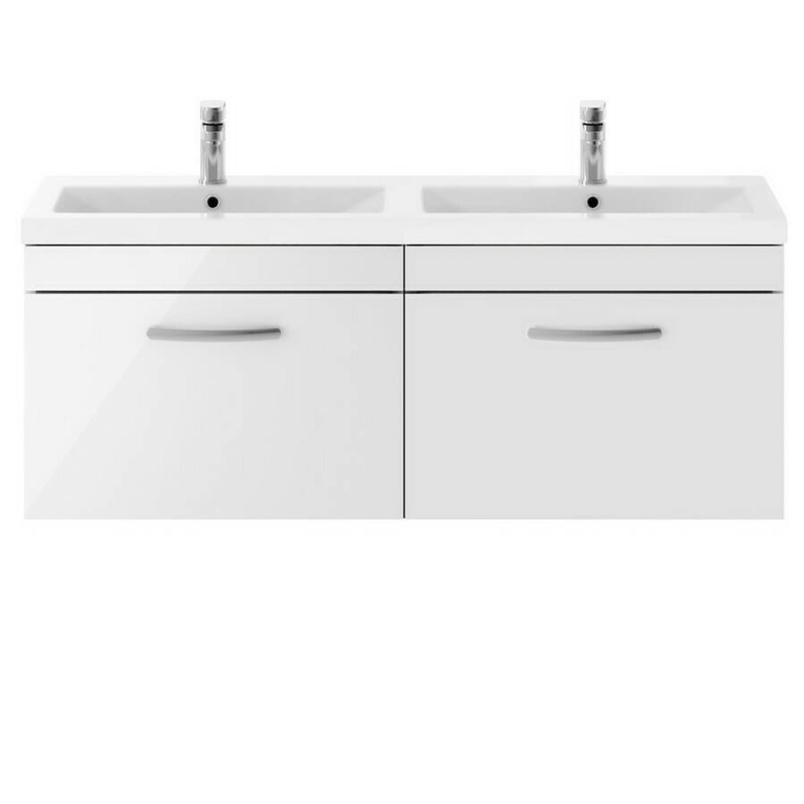 Nuie Athena White 1200mm Wall Hung 2 Drawer Vanity Unit