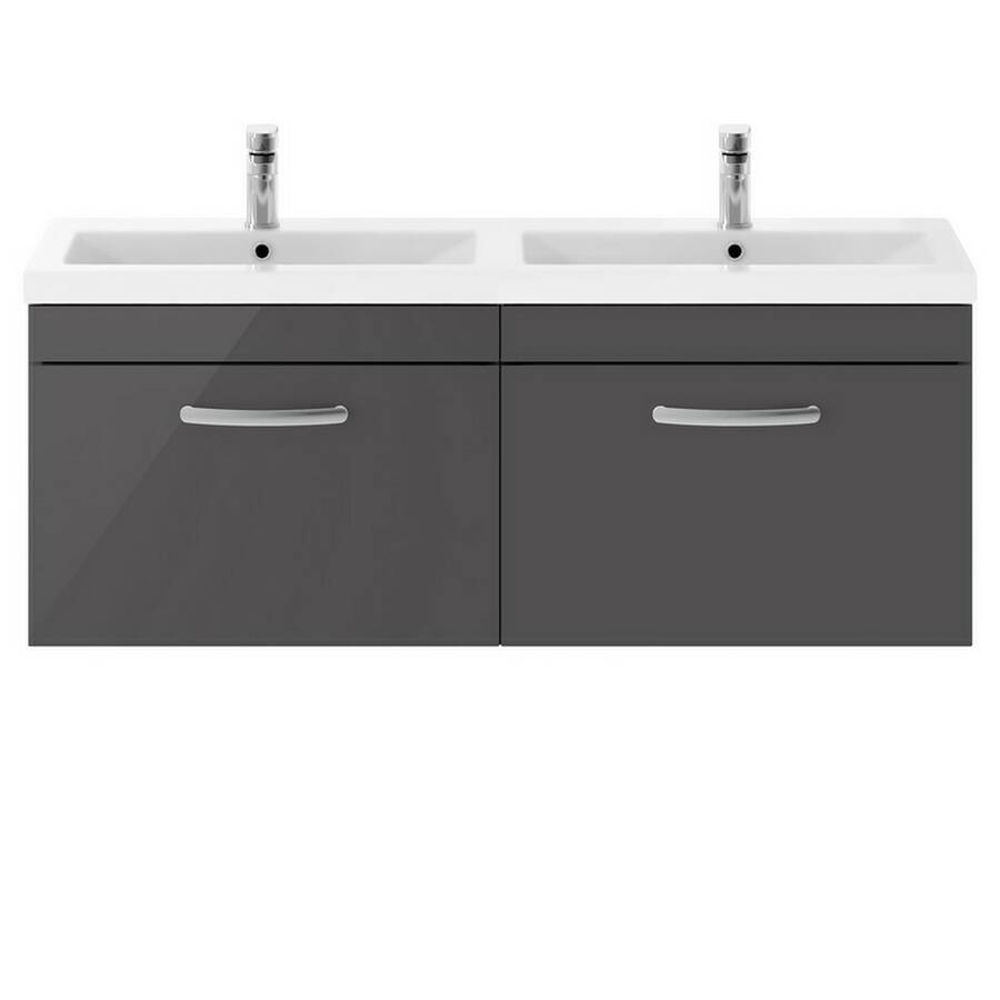 Nuie Athena Grey 1200mm Wall Hung 2 Drawer Vanity Unit