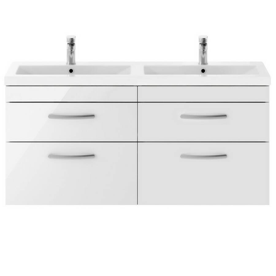 Nuie Athena White 1200mm Wall Hung 4 Drawer Vanity Unit
