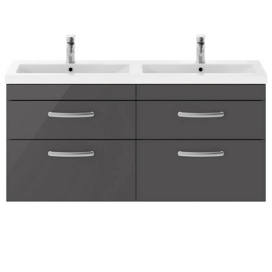 Nuie Athena Grey 1200mm Wall Hung 4 Drawer Vanity Unit