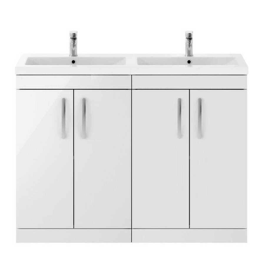 Nuie Athena White 1200mm Floor Standing 4 Door Vanity Unit