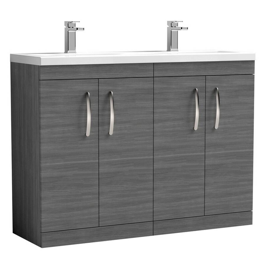 Nuie Athena Anthracite 1200mm Floor Standing 4 Door Vanity Unit