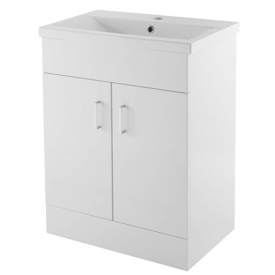 Nuie Eden White 600mm Floor Standing 2 Door Vanity Unit