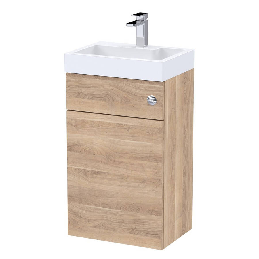 Nuie Athena 2 in 1 Bleached Oak 500mm WC and Vanity Unit