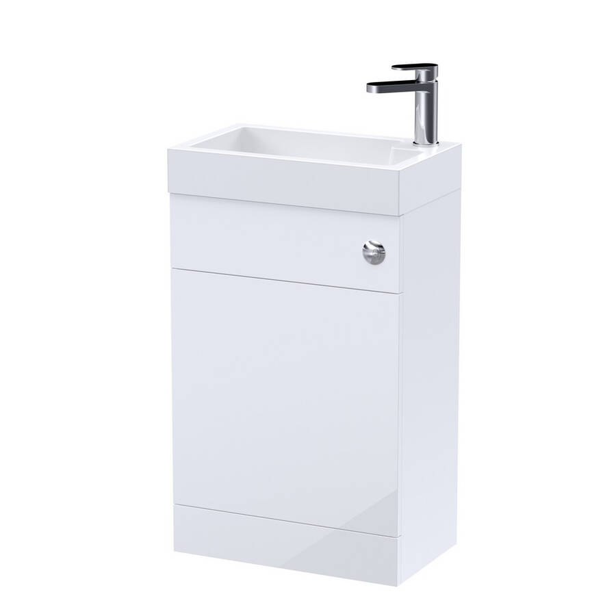 Nuie Athena 2 in 1 White 500mm Slimline WC and Vanity Unit