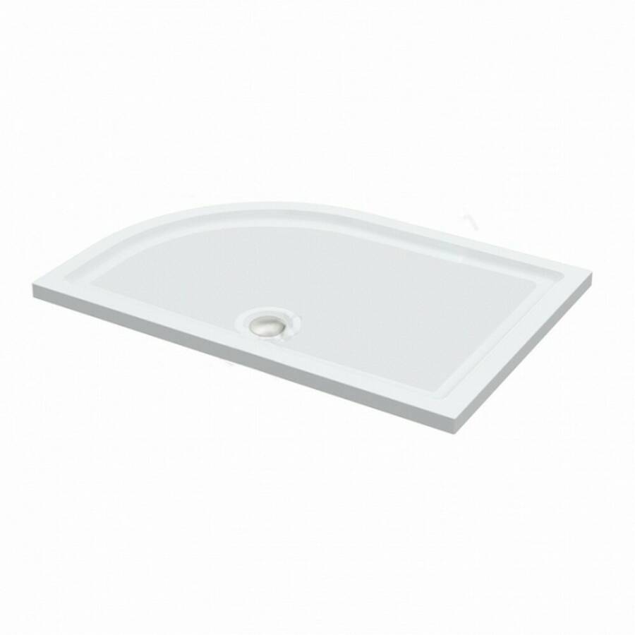 Essential Spring 1000 x 800mm White LH Offset Quadrant Anti-Slip Shower Tray 