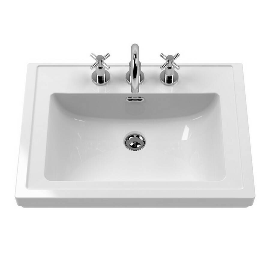 Nuie 600mm Classic 3TH Fireclay Furniture Basin