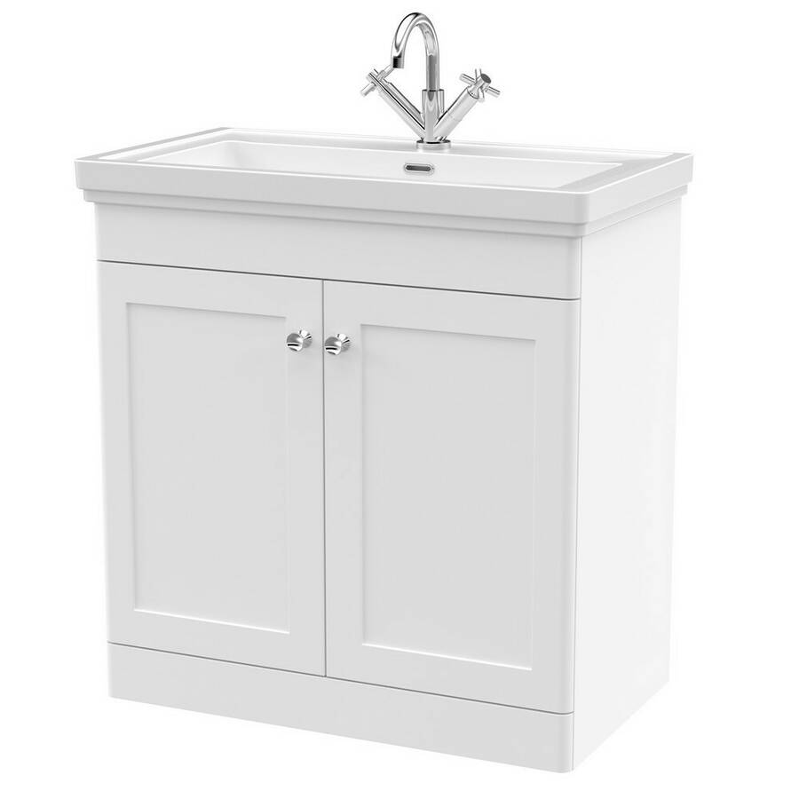 Nuie Classique White 800mm Floor Standing 2 Door Vanity Unit