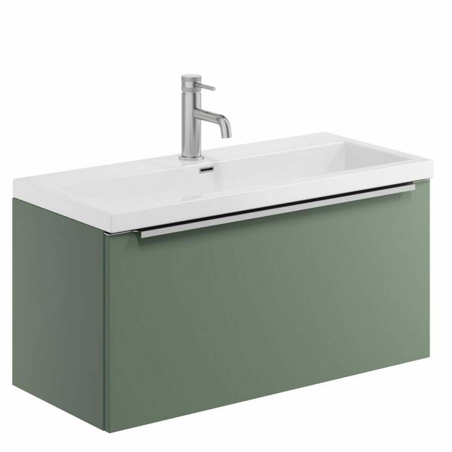 Scudo Muro Plus 800mm Reed Green Wall Mounted Vanity Unit and Basin