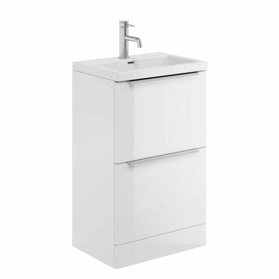 Scudo Muro Plus 500mm Gloss White Floorstanding Vanity Unit and Basin