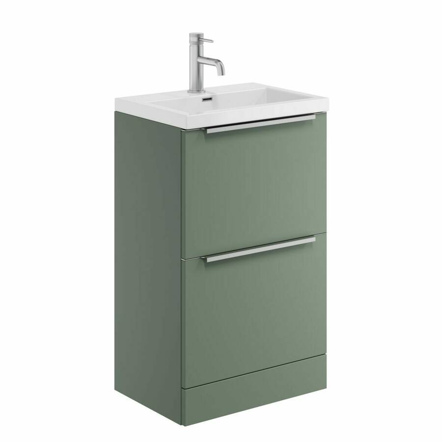 Scudo Muro Plus 500mm Reed Green Floorstanding Vanity Unit and Basin