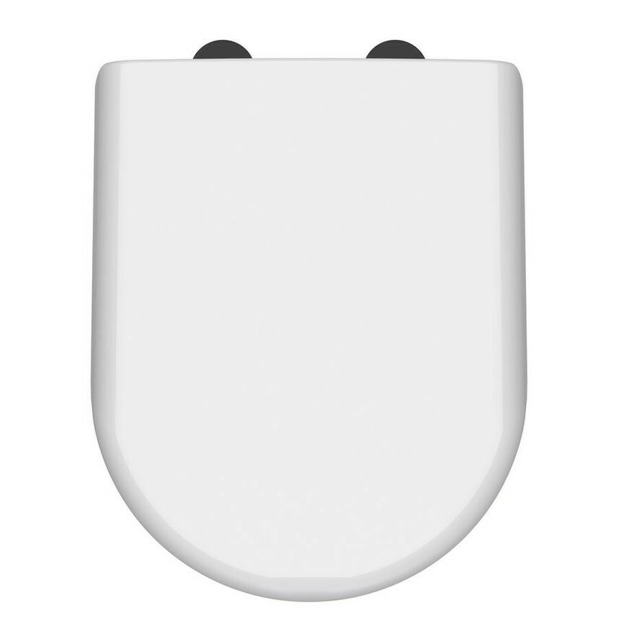 Nuie Luxury D Shaped Soft Close Toilet Seat with Black Cover Caps