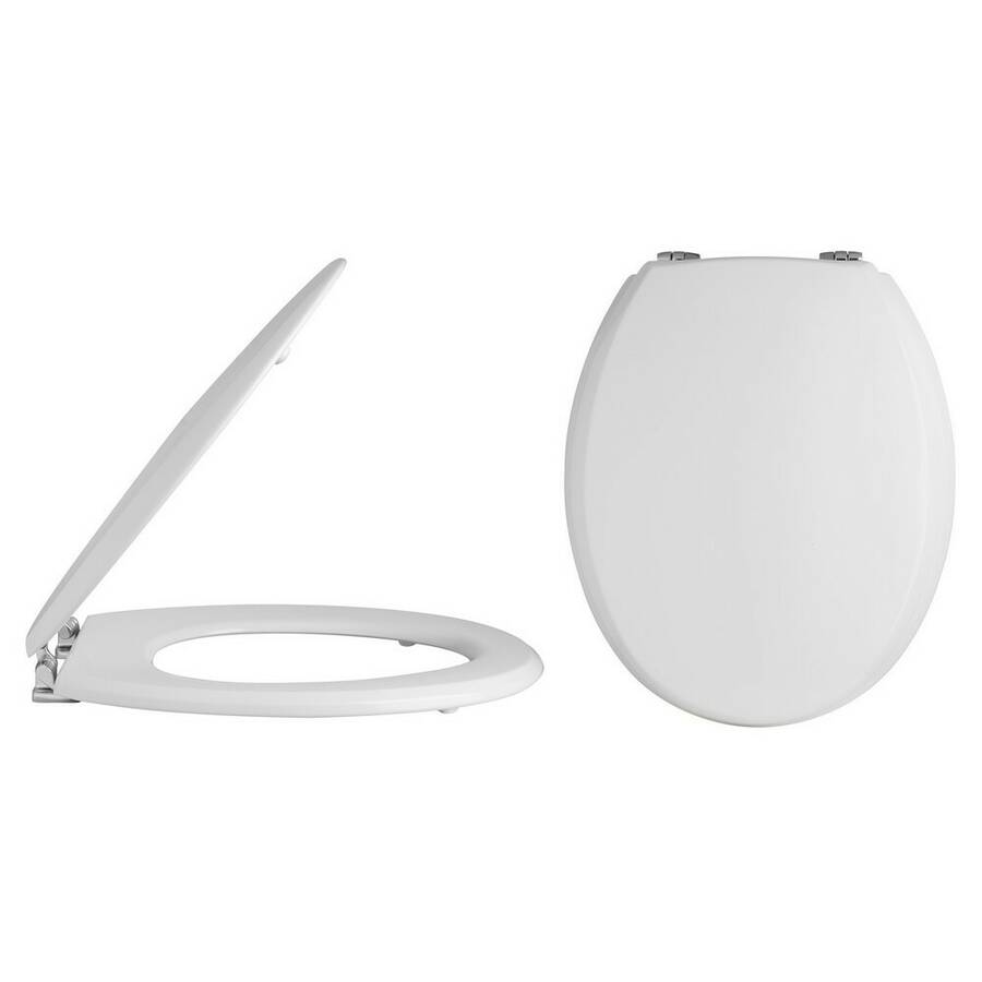 Nuie Traditional Wood Toilet Seat with Chrome Hinges