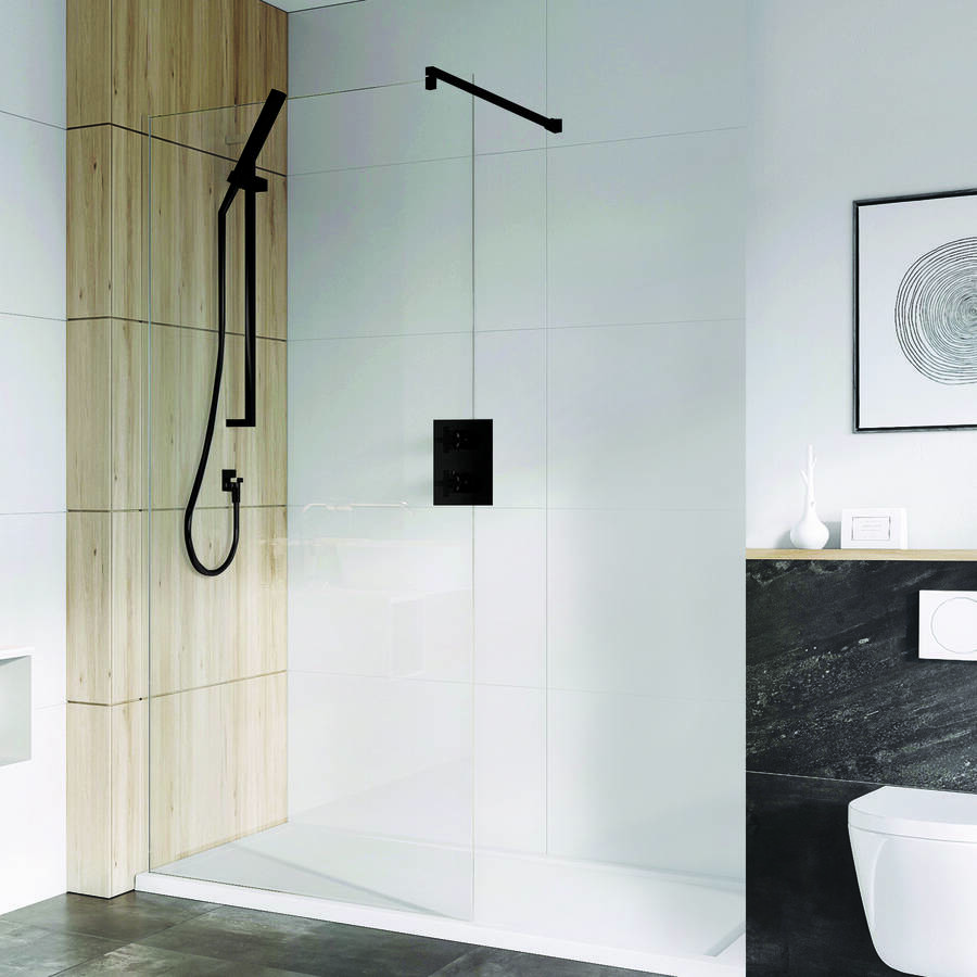 Roman Haven 8mm Select 400mm Wetroom Corner Panel Black