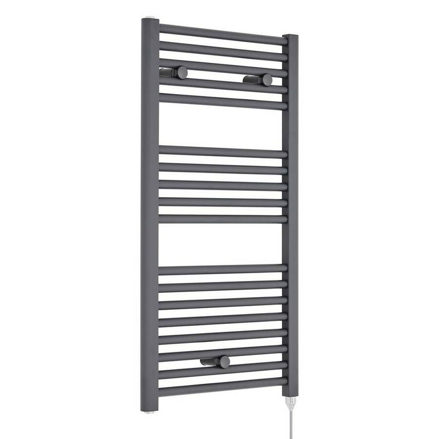 Nuie Electric Anthracite 920 x 480mm Round Ladder Towel Rail