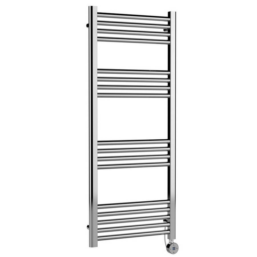 Nuie Electric Chrome 1200 x 500mm Round Ladder Towel Rail