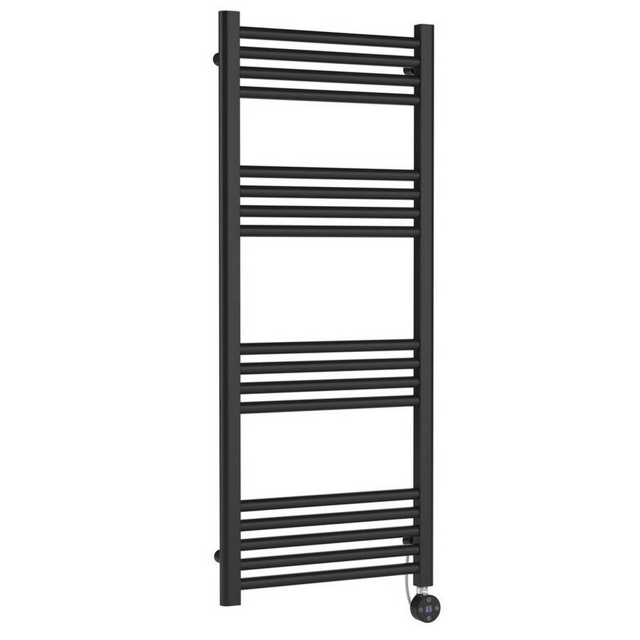 Nuie Electric Anthracite 1200 x 500mm Round Ladder Towel Rail