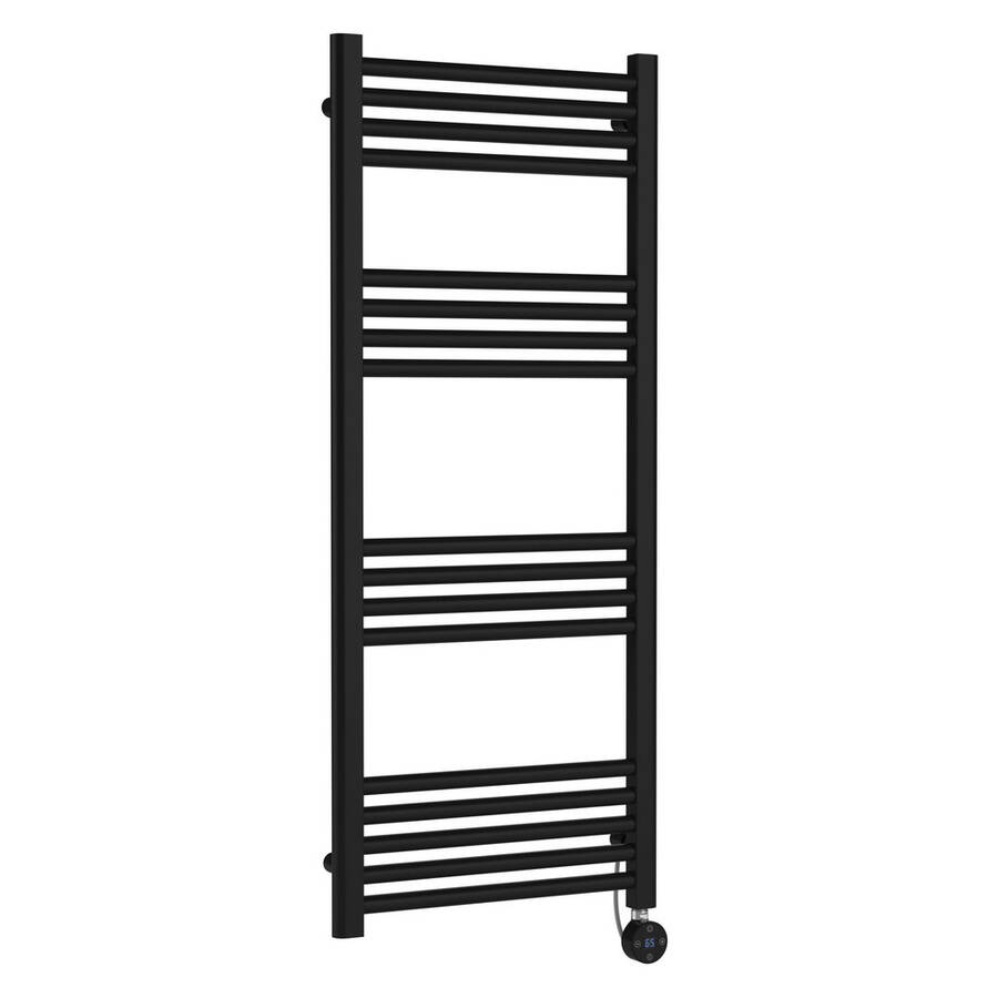 Nuie Electric Black 1200 x 500mm Round Ladder Towel Rail