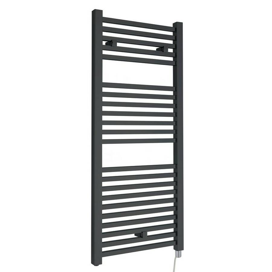 Nuie Electric Anthracite 1100 x 500mm Square Ladder Towel Rail