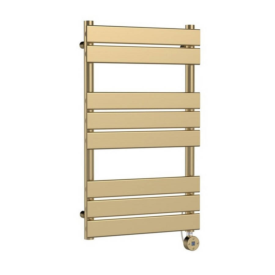 Nuie Electric Brushed Brass 840 x 500mm Square Flat Towel Rail