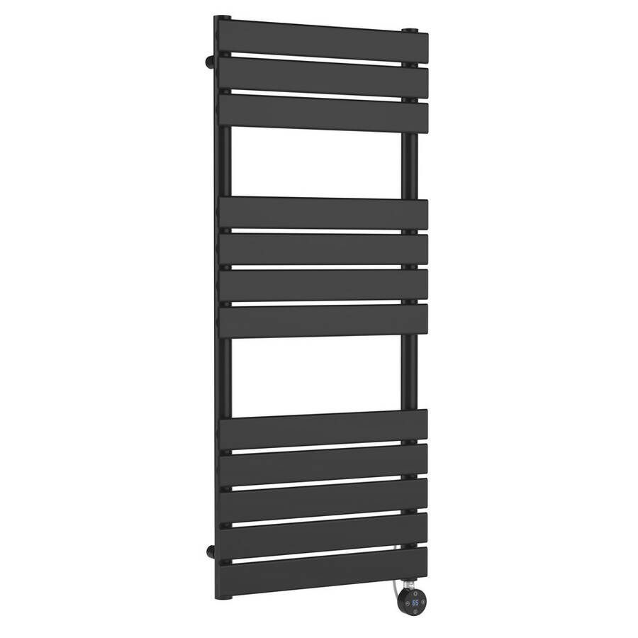 Nuie Electric Anthracite 1213 x 500mm Square Flat Towel Rail