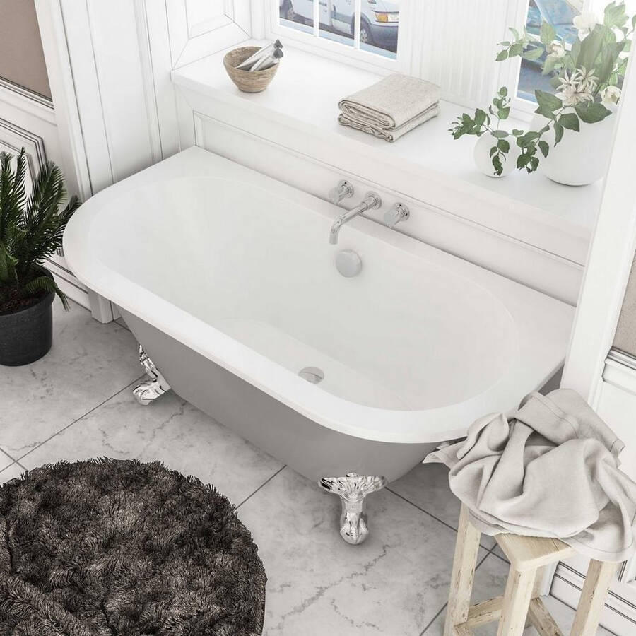 Beaufort Mortlake Matt Grey and White 1500 x 740mm Freestanding Bath