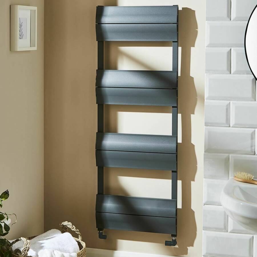 Kartell Abbotsford 1350 x 500mm Grey Aluminium Heated Towel Rail