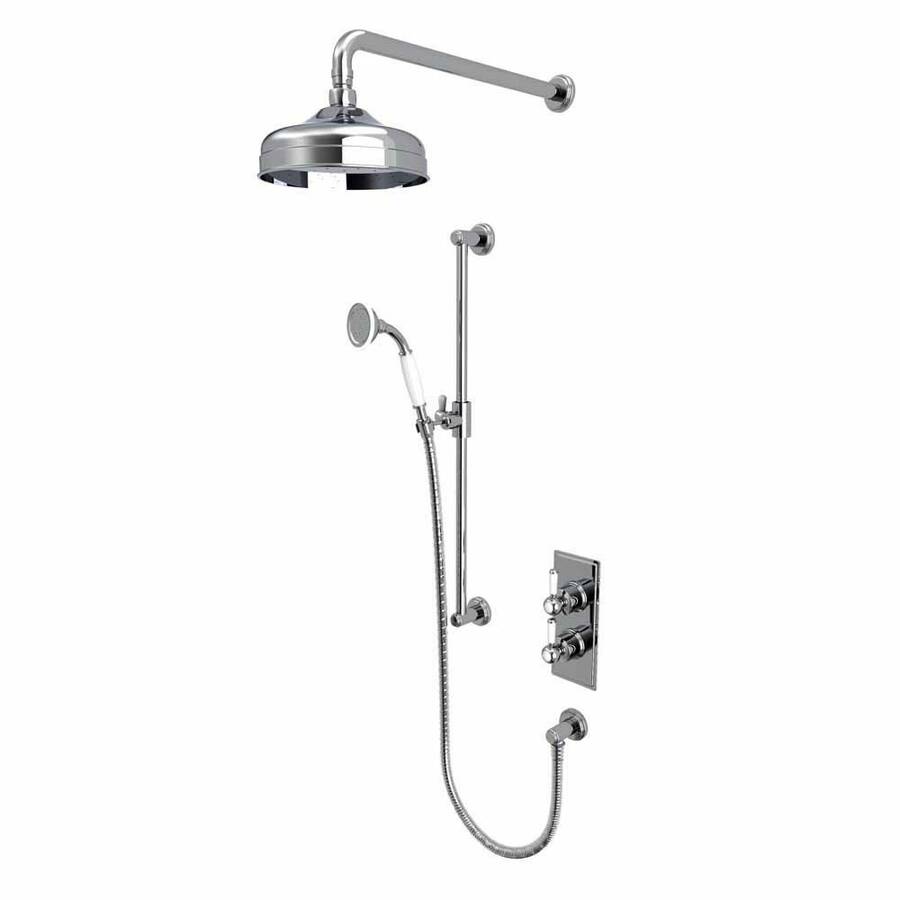 Tavistock Lansdown Chrome Dual Function Shower System with Riser Kit and Overhead Shower 