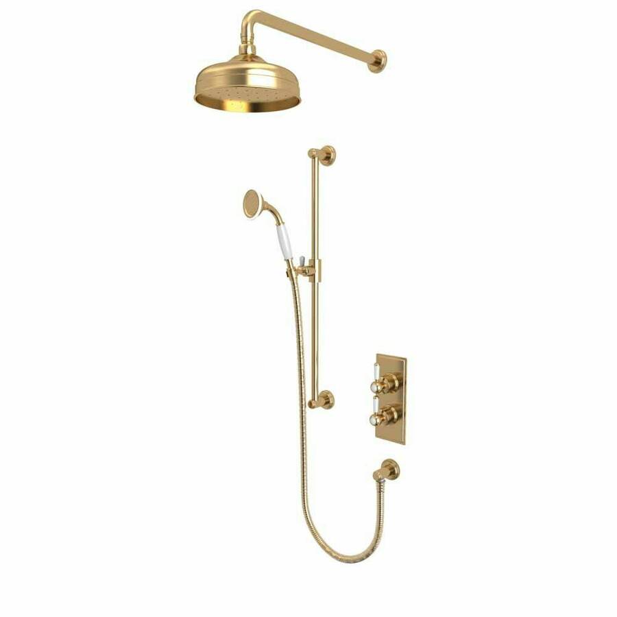 Tavistock Lansdown Brass Dual Function Shower System with Riser Kit and Overhead Shower 
