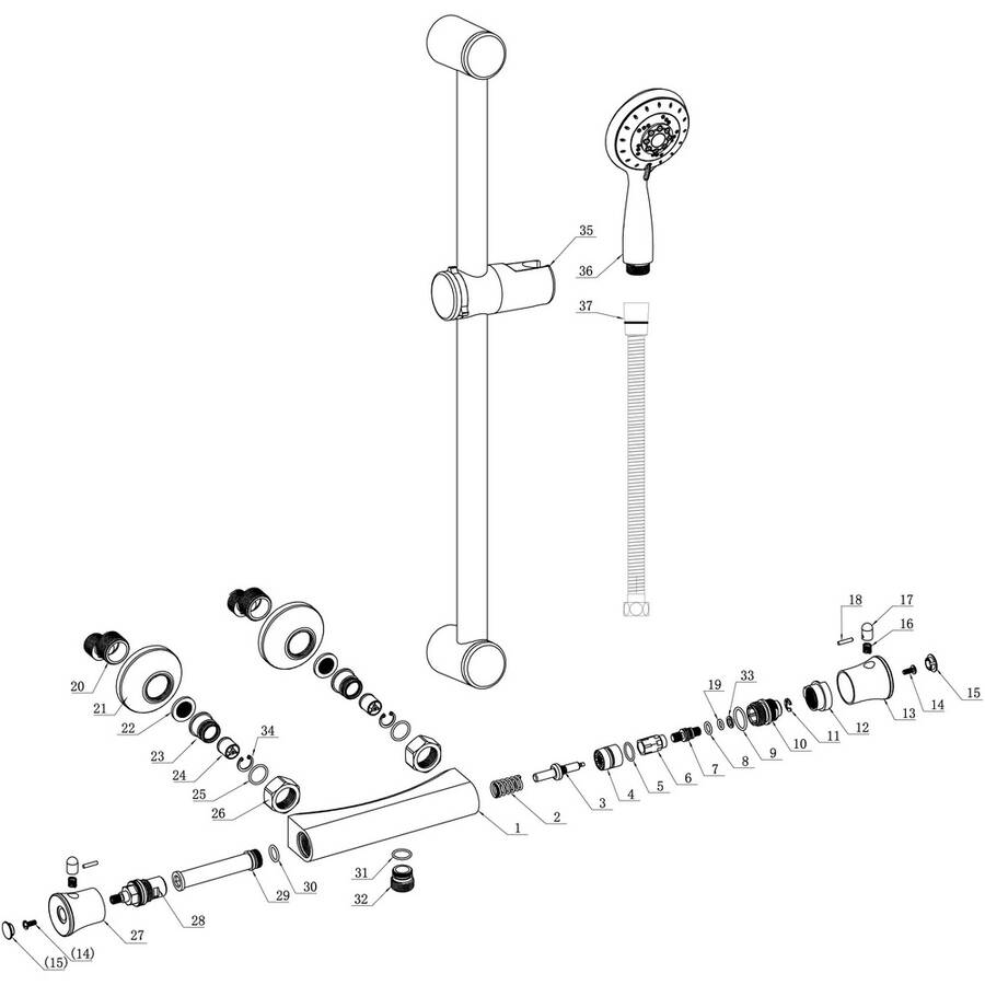 Ajax Croxby Low Pressure Thermostatic Bar Mixer Shower in Chrome ...