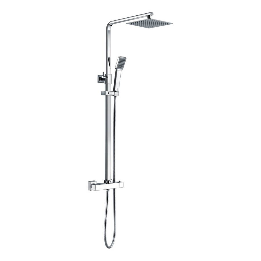 Ajax Claxby Square Thermostatic Bar Mixer Shower with Overhead Kit in Chrome