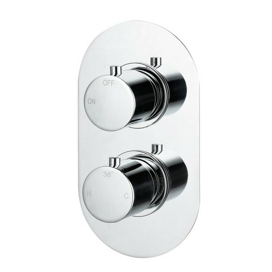 Ajax Barrow Chrome Round Thermostatic Single Outlet Twin Shower Valve