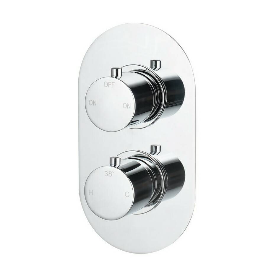 Ajax Barrow Chrome Round Thermostatic Two Outlet Twin Shower Valve