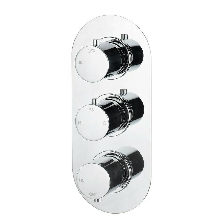 Ajax Barrow Chrome Round Thermostatic Two Outlet Triple Shower Valve