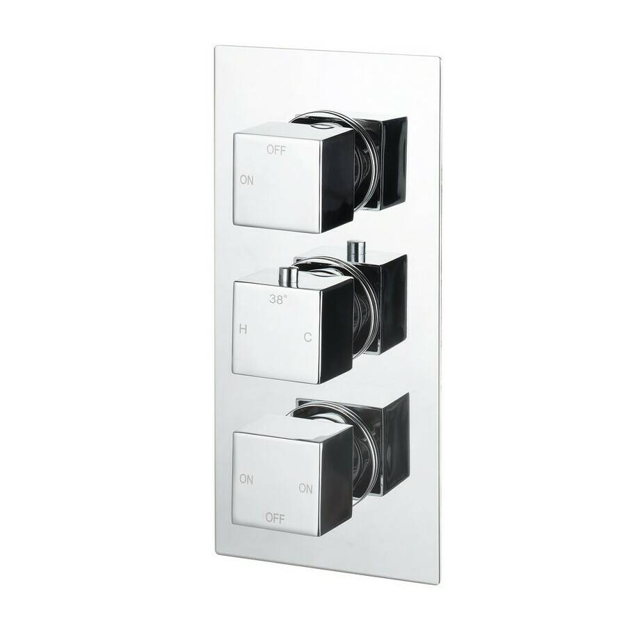 Ajax Brigsley Chrome Round Thermostatic Three Outlet Triple Shower Valve