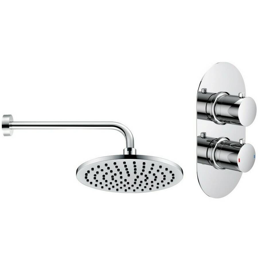 Ajax Barrow Round Single Outlet Twin Shower Valve with Overhead Shower in Chrome