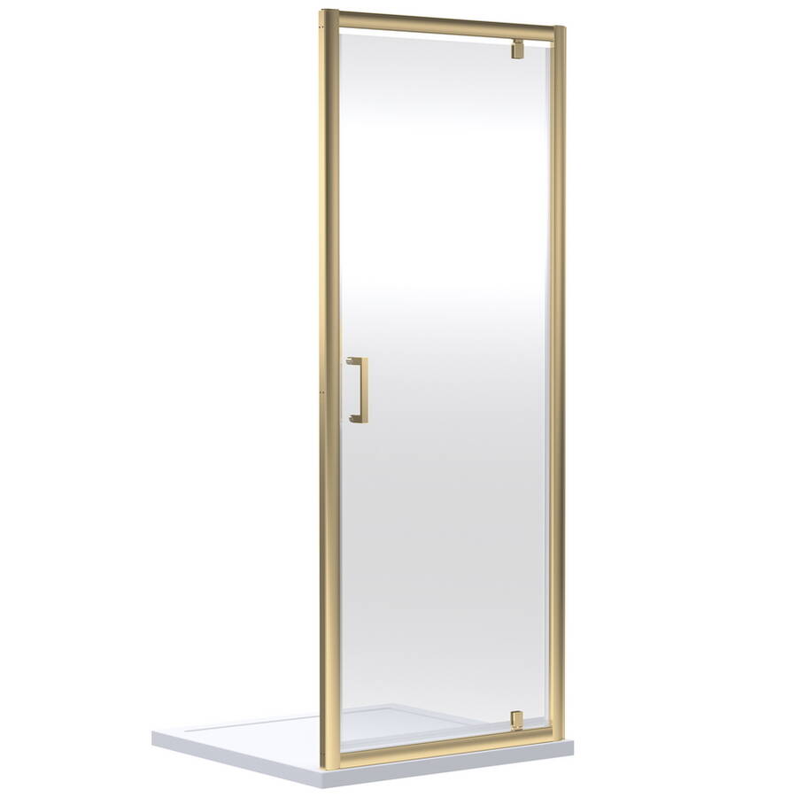 Nuie Rene 760mm Brass Framed 6mm Pivot Shower Door