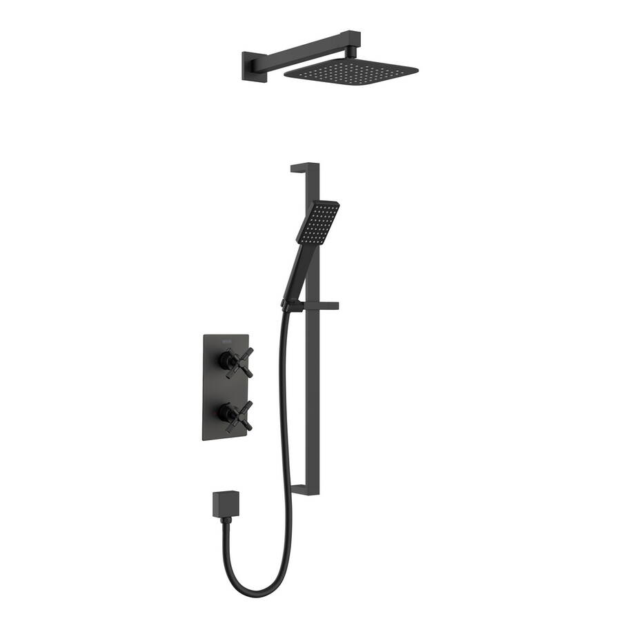 Bristan Cruzar Black Concealed Shower with Fixed Head and Riser Kit