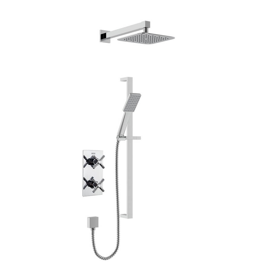 Bristan Cruzar Chrome Concealed Shower with Fixed Head and Riser Kit